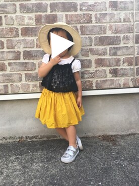 「Familiar （ファミリア）のアイテム（帽子）」を使った、hi♡さん（キッズ・80cm）の夏コーディネート