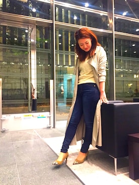「EGOIST（エゴイスト）のアイテム（デニムパンツ）」を使った、Nakamura Machicoさん（レディース・159cm）の冬コーディネート