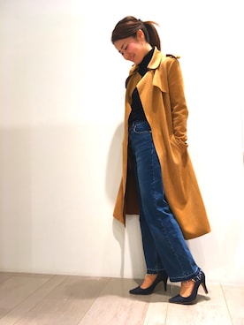 「EGOIST（エゴイスト）のアイテム（デニムパンツ）」を使った、Nakamura Machicoさん（レディース・159cm）の冬コーディネート
