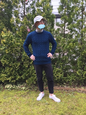 「アイテム（メガネ、ホワイト系）」を使った、Hideyuki Nagaiさん（メンズ・168cm）の春コーディネート