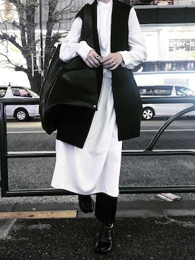「RIM.ARK（リムアーク）のアイテム（その他アウター）」を使った、ruさん（レディース・155cm）の冬コーディネート