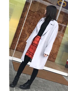「RETRO GIRL（レトロガール）のアイテム（チェスターコート）」を使った、naruさん（レディース・161cm）の冬コーディネート