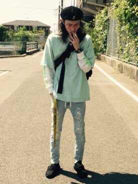 「ハンチング」｜「アイテム（メッセンジャーバッグ）」を使った、441kazu10@DEJAVU＋さん（メンズ・178cm）の春コーディネート