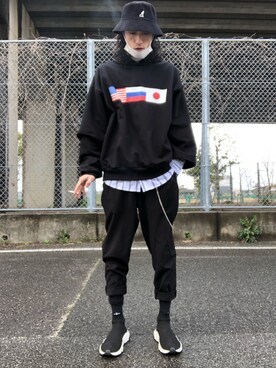 「Gosha Rubchinskiy（ゴーシャラブチンスキー）のアイテム（パーカー）」を使った、441kazu10@DEJAVU＋さん（メンズ・178cm）の春コーディネート