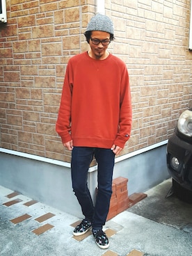 「Clef（クレ）のアイテム（ニットキャップ/ビーニー）」を使った、55surfriderさん（メンズ・179cm）の冬コーディネート