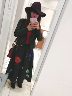 「AMERI」｜「アイテム（ライダースジャケット）」を使った、Megumi-tさん（レディース・154cm）の冬コーディネート