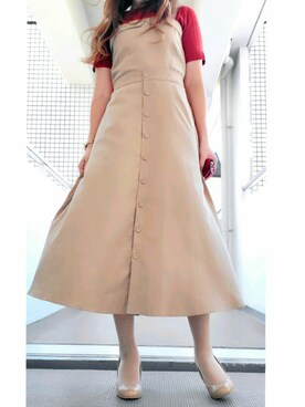 「ROYAL PARTY（ロイヤルパーティー）のアイテム（ワンピース、ベージュ系）」を使った、mammie33さん（レディース・156cm）の秋コーディネート