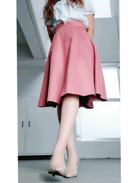 「PROPORTION BODY DRESSING（プロポーションボディドレッシング）のアイテム（スカート、ピンク系）」を使った、mammie33さん（レディース・156cm）の秋コーディネート