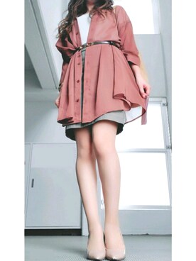 「LIPSTAR（リップスター）のアイテム（シャツワンピース、ブラウン系）」を使った、mammie33さん（レディース・156cm）の秋コーディネート