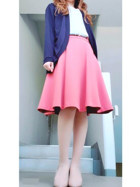 「GLACIER（グラシア）のアイテム（スカート、ピンク系）」を使った、mammie33さん（レディース・156cm）の秋コーディネート
