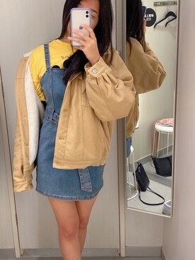 「5（ファイブ）のアイテム（デニムジャケット）」を使った、jcingafer00さん（レディース・168cm）の冬コーディネート