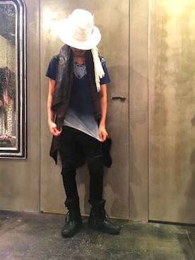 「KMRii（ケムリ）のアイテム（Tシャツ/カットソー）」を使った、Shuto Shimanakaさん（メンズ・181cm）の夏コーディネート