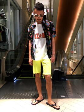 「ROYAL FLASH（ロイヤルフラッシュ）のアイテム（サンダル）」を使った、Shuto Shimanakaさん（メンズ・181cm）の夏コーディネート