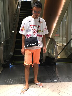 「ROYAL FLASH（ロイヤルフラッシュ）のアイテム（バッグ）」を使った、Shuto Shimanakaさん（メンズ・181cm）の夏コーディネート