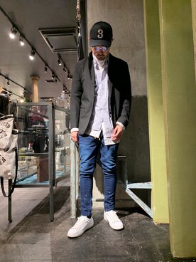 「1piu1uguale3 RELAX（ウノピュウノウグァーレトレリラックス）のアイテム（帽子）」を使った、Shuto Shimanakaさん（メンズ・181cm）の冬コーディネート