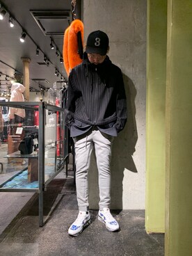 「1piu1uguale3 RELAX（ウノピュウノウグァーレトレリラックス）のアイテム（帽子）」を使った、Shuto Shimanakaさん（メンズ・181cm）の冬コーディネート