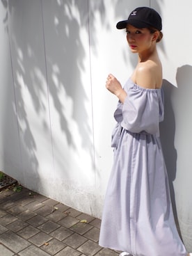 「ECLIN（エクラン）のアイテム（ワンピース）」を使った、岩本知世さん（レディース・158cm）の春コーディネート