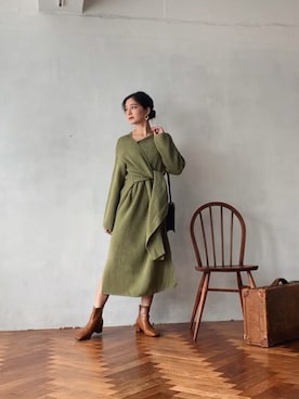 「Silky（シルキー）のアイテム」を使った、岩本知世さん（レディース・158cm）の冬コーディネート