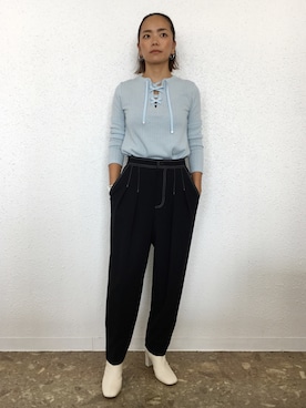 「EUCLAID（エウクレイド）のアイテム（パンツ）」を使った、88kmrkyさん（レディース・160cm）の秋コーディネート