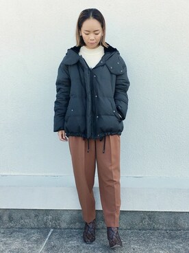「EUCLAID（エウクレイド）のアイテム（ダウンジャケット/コート）」を使った、88kmrkyさん（レディース・160cm）の秋コーディネート