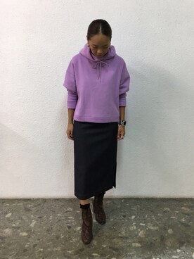 「EUCLAID（エウクレイド）のアイテム（パーカー）」を使った、88kmrkyさん（レディース・160cm）の秋コーディネート