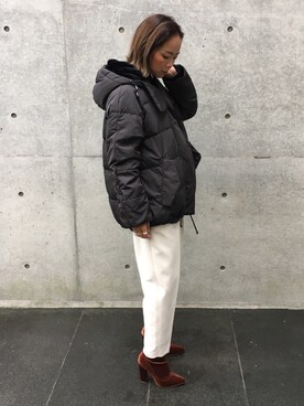 「EUCLAID（エウクレイド）のアイテム（ダウンジャケット/コート）」を使った、88kmrkyさん（レディース・160cm）の秋コーディネート