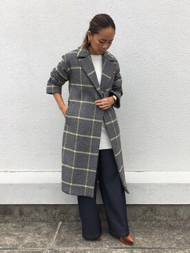 「EUCLAID（エウクレイド）のアイテム（チェスターコート）」を使った、88kmrkyさん（レディース・160cm）の秋コーディネート