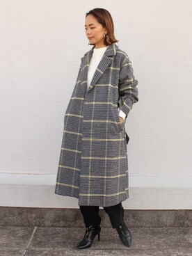 「EUCLAID（エウクレイド）のアイテム（チェスターコート）」を使った、88kmrkyさん（レディース・160cm）の秋コーディネート