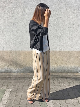 「EUCLAID（エウクレイド）のアイテム（ブルゾン）」を使った、88kmrkyさん（レディース・160cm）の春コーディネート