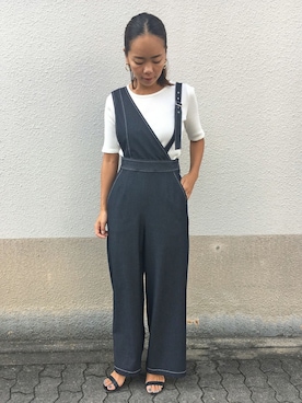 「アシメ」｜「アイテム（サロペット/オーバーオール）」を使った、88kmrkyさん（レディース・160cm）の春コーディネート