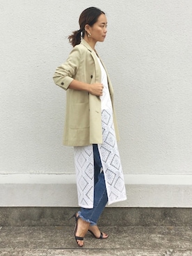 「アースカラー」｜「アイテム（ワンピース/ドレス）」を使った、88kmrkyさん（レディース・160cm）の春コーディネート