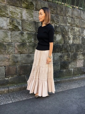 「ティアードスカート」｜88kmrkyさん（レディース・160cm）の夏コーディネート