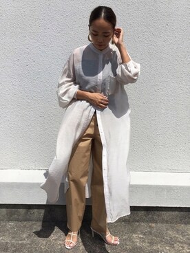 「EUCLAID（エウクレイド）のアイテム（シャツワンピース）」を使った、88kmrkyさん（レディース・160cm）の夏コーディネート