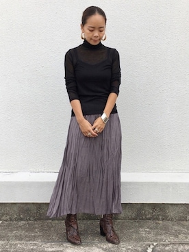 「くすみカラー」｜88kmrkyさん（レディース・160cm）の秋コーディネート