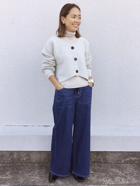 「EUCLAID（エウクレイド）のアイテム（パンツ）」を使った、88kmrkyさん（レディース・160cm）の秋コーディネート