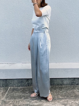 「サテンパンツ」｜88kmrkyさん（レディース・160cm）の春コーディネート