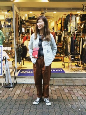 「and wander（アンドワンダー）のアイテム（ジャケット/アウター）」を使った、YOSHIHARUさん（レディース・168cm）の春コーディネート