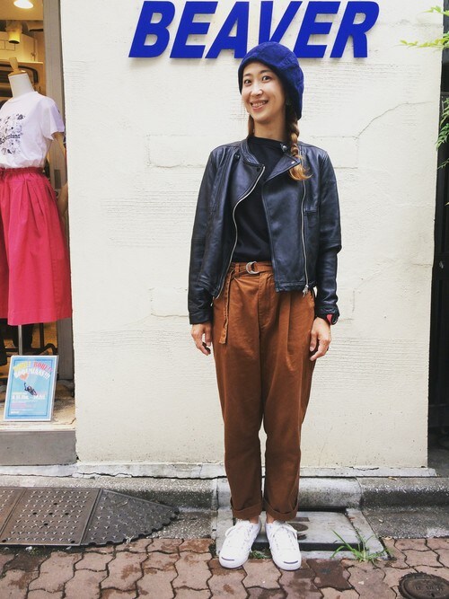 TIGRE BROCANTEのライダースジャケットを使った人気ファッション