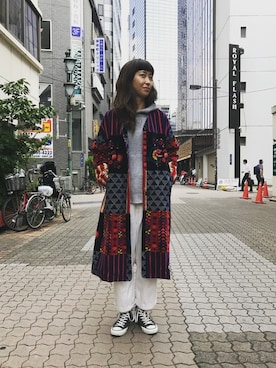 「MANASTASH」｜「アイテム（ノーカラージャケット）」を使った、YOSHIHARUさん（レディース・168cm）の秋コーディネート