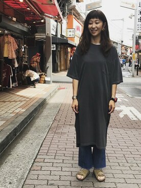 「MANASTASH（マナスタッシュ）のアイテム（ワンピース/ドレス）」を使った、YOSHIHARUさん（レディース・168cm）の夏コーディネート
