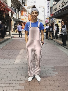 「ボヘミアンズ」｜「アイテム（サロペット/オーバーオール）」を使った、YOSHIHARUさん（レディース・168cm）の夏コーディネート