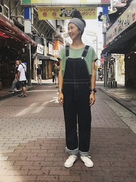「Urvin」｜「アイテム（オールインワン・サロペット）」を使った、YOSHIHARUさん（レディース・168cm）の夏コーディネート