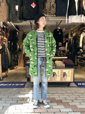 「BEAVER（ビーバー）のアイテム（ノーカラージャケット）」を使った、YOSHIHARUさん（レディース・168cm）の秋コーディネート
