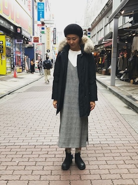 「WOOLRICH（ウールリッチ）のアイテム（ダウンジャケット/コート）」を使った、YOSHIHARUさん（レディース・168cm）の秋コーディネート