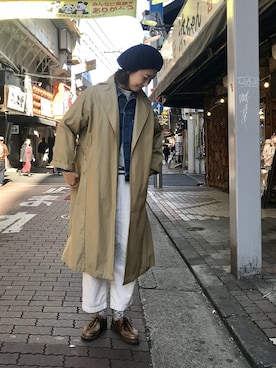 「Gジャン」｜「アイテム（ステンカラーコート）」を使った、YOSHIHARUさん（レディース・168cm）の秋コーディネート