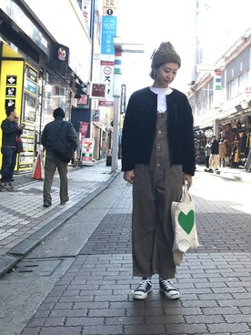 「MANASTASH（マナスタッシュ）のアイテム（ジャケット/アウター）」を使った、YOSHIHARUさん（レディース・168cm）の冬コーディネート