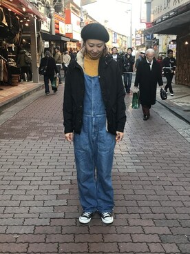 「MANASTASH（マナスタッシュ）のアイテム（ジャケット/アウター）」を使った、YOSHIHARUさん（レディース・168cm）の冬コーディネート