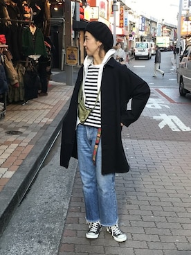 「MANASTASH（マナスタッシュ）のアイテム（バッグ）」を使った、YOSHIHARUさん（レディース・168cm）の冬コーディネート