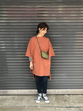 「MANASTASH（マナスタッシュ）のアイテム（バッグ）」を使った、YOSHIHARUさん（レディース・168cm）の冬コーディネート