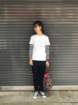 「アイテム（ポーチ）」を使った、YOSHIHARUさん（レディース・168cm）の冬コーディネート